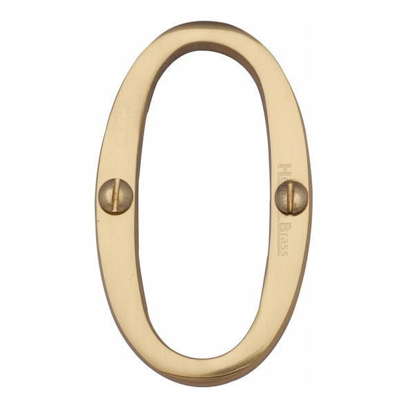 C1560 0-PB • 76mm • Polished Brass • Heritage Brass Face Fixing Numeral 0